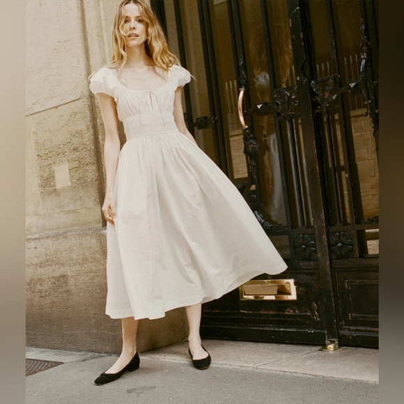 DÔEN Women's Quinn Cotton Shirred Midi-Dress - Picture 2 of 5